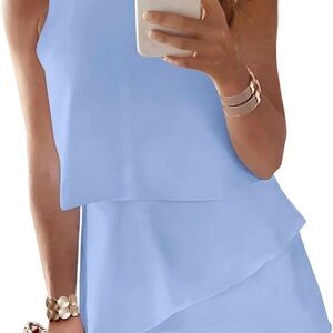 Dokotoo Blue Layered romper